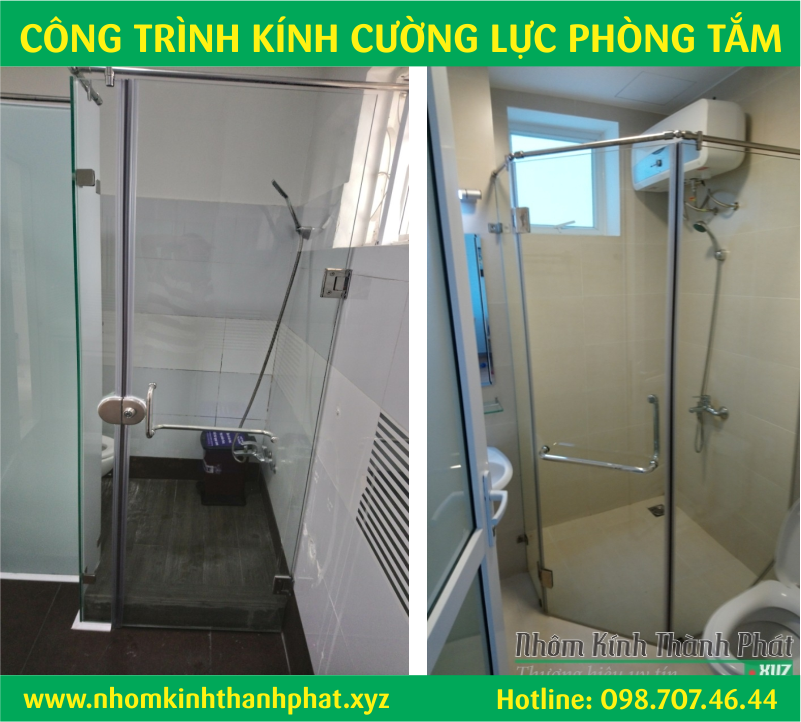 Làm vách kính cửa phòng tắm wc