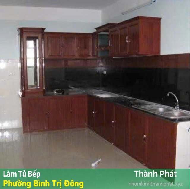 Làm tủ bếp nhôm kính co gia đình, shop tại Bình Trị Đông